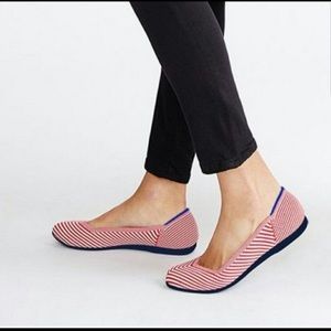 RARE Rothy’s Mini Red White Striped Flats